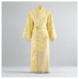 Bassetti Kimono Kimono Indian Roses Y1 von Bassetti S/M, Mako Satin, im Geschenkkarton, mit Bindegürtel gelb