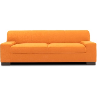 DOMO. Collection Norma Sofa , 3-Sitzer Couch , 3er Garnitur, 212x85x74 cm , Stoff orange gelb