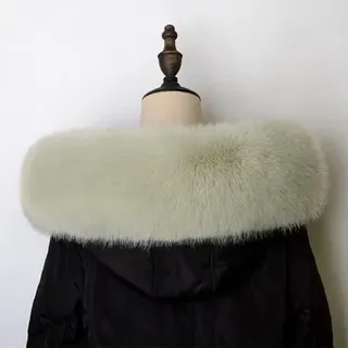 Pelzkragen Damen,Damen Winter Fuchspelz Kragen Fauxpelzkragen Kunstfell Kragen Damen Schal Halswärmer Winterschal Wärm Fuchs Kunstpelz Kunstfell Kragen für Kapuze Wintermantel,Grün