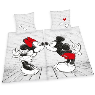 Herding Disney Mickey Mouse & Minnie Mouse Partnerbettwäsche - 135x200 cm + 80x80 cm