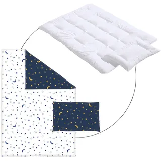 BORNINO HOME Bundle Betten-Set 2-teiling inkl. Bettwäsche Mond und Sterne 100x135 cm, weiss