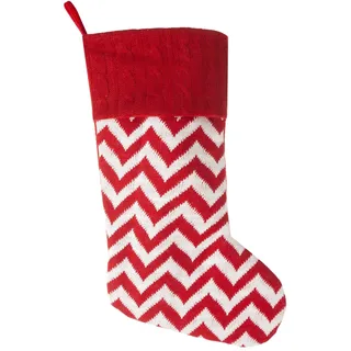 Weihnachtsstrumpf 50 cm rot mit Zickzack weiß Nikolausstrumpf Weihnachtssocke