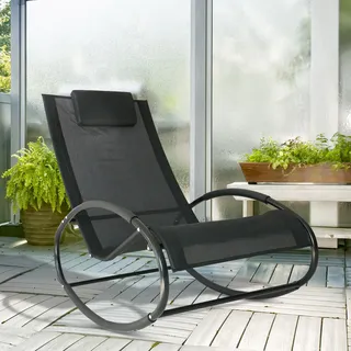 Zero-gravity-gartenliege, Schaukelstuhl Mit Kissen Und Atmungsaktivem Bezug, 105 X 62 X 88 Cm, Schwarz