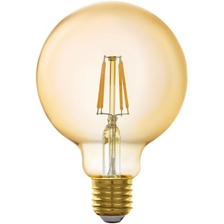 Smart LED Leuchtmittel Vintage Filament Glühbirne E27 Retro Edison Lampe Kugel dimmbar, Glas amber, App Steuerung 5,5W 500Lm 2200K warmweiß, DxH 9,5x14 cm