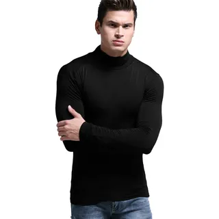 Ouruikia Leichte Thermo Hemden für Herren Unterhemden Basisschicht Rollkragen Langarm Pullover Base Layer Shirts für den Winter - M