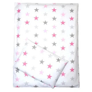 Kinderwagenset Baby Bettwäsche für Kinderwagen Bezüge Decke Kissen 2-4 tlg (rosa, 2 tlg)