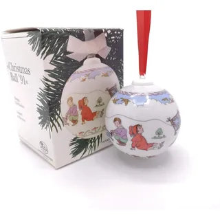 Hutschenreuther Weihnachtskugel 1991 Drachenfliegen, mit Originalverpackung, Porzellankugel Kugel Design von Ole Winther / Porcelain ball / Sfera porcellana