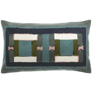 Vivaraise Besticktes, Grün, Textil, 30x50 cm, Wohntextilien, Kissen, Dekokissen
