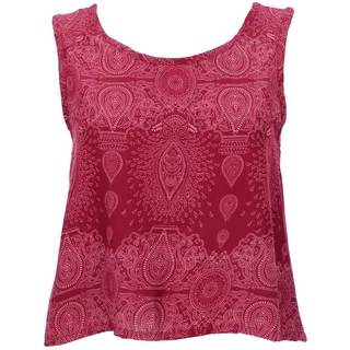 GURU SHOP Boho Sommertop mit Offener Rückenpartie, Damentop, Strandtop - Weinrot - 38