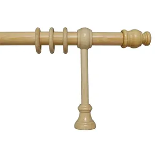 iso-design Gardinenstange aus Holz mit 28 mm Durchmesser in Kiefer, viele Größen, 260 cm mittig geteilt