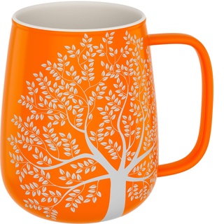 amapodo Jumbotasse - Große Tasse 600ml - XXL Tasse Groß - Grosse Kaffeetasse - Bürotasse - Kaffeepott - Geburtstag Geschenk Frauen - Kaffeebecher Porzellan - Keramik Tasse groß - Orange
