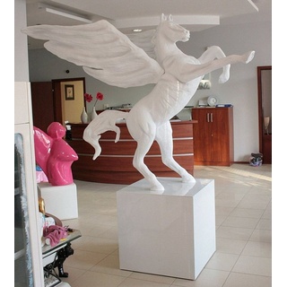 Casa Padrino Skulptur Luxus Dekofigur Pegasus Pferd Weiß 192 x H. 200 cm - Wetterbeständige Gartendeko Skulptur - Hotel & Restaurant Deko