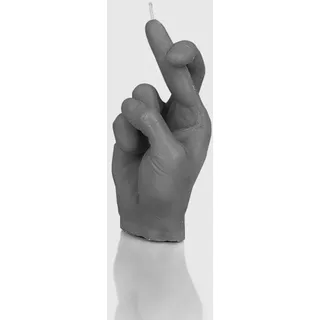 Youartme Designerkerze Crossfinger Kerze 21cm x 9cm als Geschenkidee Tischdeko in grau