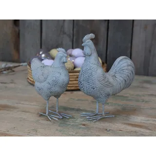 Hühner 2er Set von Chic Antique (Franz. grau, Osterdeko, Ostern, Huhn, Deko)