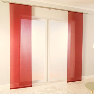 Schiebegardine, dynamic24, (2 St), Vorhang 225x57cm Schiebevorhang Gardine transparent Flächenvorhang rot