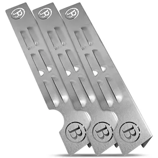 BABOSSA Flammschutz aus V4A Edelstahl 3er Pack – passend für Weber Genesis – Massive Brennerabdeckung – Ersatz für Aromaschienen & Flavourizer – langlebiges Zubehör für Gasgrill