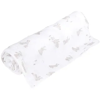 Little Dutch TE51903023 Musselin Swaddle Tuch/Pucktuch Baby Bunny - Newborn Naturals weiß/beige (120x120 cm)