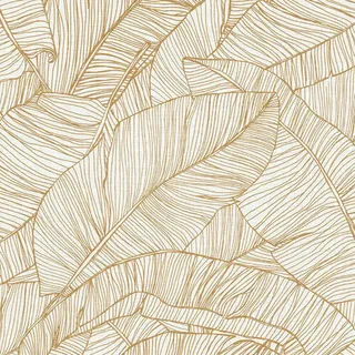 Xora Vliestapete, Gold, Kunststoff, Papier, Blätter, 52x1000 cm, Made in Europe, Tapeten & Wandverkleidungen, Vliestapeten