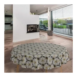 laro Tischdecke Wachstuch-Tischdecken Blüten Streifen Schwarz Gelb Rund 140cm