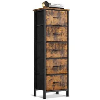 Kommode Schmale Kommode Sideboard - 5 Schubladen - 40 x 30 x 120 cm - Stoff - Holzplatte - Stahlrahmen
