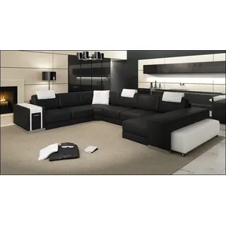 JVmoebel Wohnlandschaft XXL Ecksofa aus hochwertigem Leder in Schwarz und Weiß, Made in Europa schwarz
