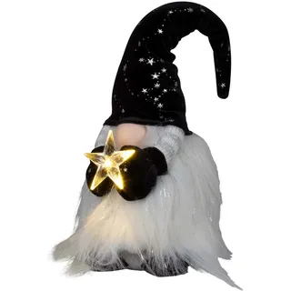 Weihnachtswichtel LED 25cm(37cm) Gnom sitzend schwarz Dekofigur Weihnachten
