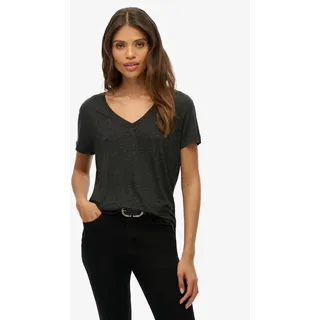 Superdry T-Shirt STUDIOS SLUB EMB VEE TEE Baumwollmischung, relaxed fit schwarz XS