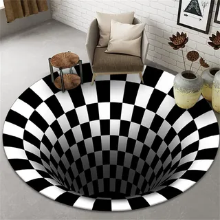 Salutebaba 3D Visual Trap Teppich Runder Teppich Rutschfester Teppich Kurzflor Waschbare Türteppiche Moderner Wohnkulturteppich