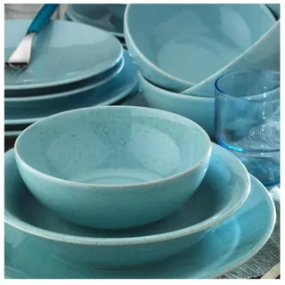 24-teiliges Geschirrset blau/Porzellan - Blau