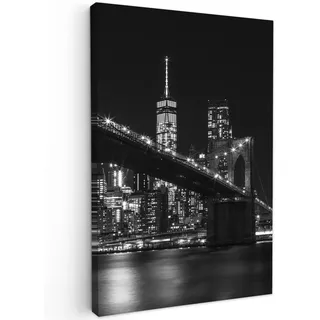 onlywow Leinwand Bilder Brooklyn - Brücke Wanddeko Schlafzimmer 60x90 cm