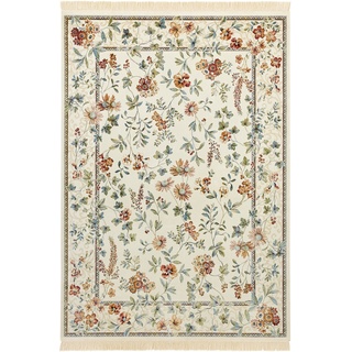 Teppich NOURISTAN "Orient Flowers" Teppiche Gr. B/L: 135 cm x 195 cm, 5 mm, 1 St., beige (creme) Orientalische Muster