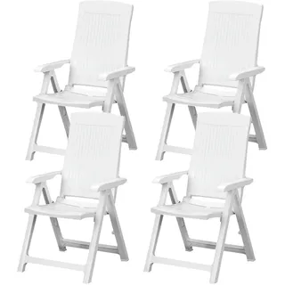 PROGARDEN Tampa Klappsessel 61 x 60 x 109 cm weiß 4 St.