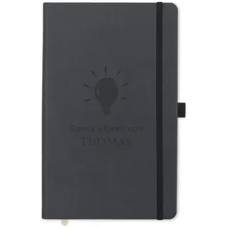 Notizbuch selbst gestalten - Personalisiertes Notizbuch mit Namen, A5 Notizbuch Hardcover graviert mit Linien und mehr als 240 Seiten, Geschenk für jede Gelegenheit (Schwarz)