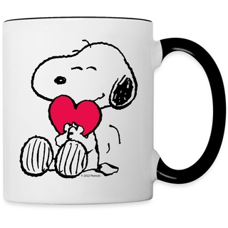 Spreadshirt Peanuts Snoopy Liebe Herz Love Herzchen Tasse Zweifarbig, One size, Weiß/Schwarz