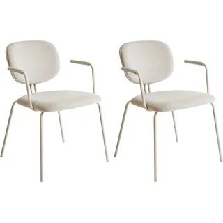 Beliani Esszimmerstuhl 2er Set Chenille beige