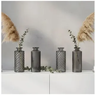 levandeo Blumenvase 4er Set Schwarz/Grau 14 cm