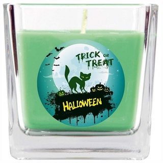 HS Candle Duftkerze (Dekokerze, 1-tlg), Halloween - Kerze im Glas, Ideale Herbstdeko, viele vers. Größen grün Ø 8 cm x 8 cm x 8 cm x 8 cm