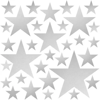 PREMYO 32 Sterne Wandsticker Kinderzimmer Mädchen Jungen - Wandtattoo - Wandaufkleber Selbstklebend Silber