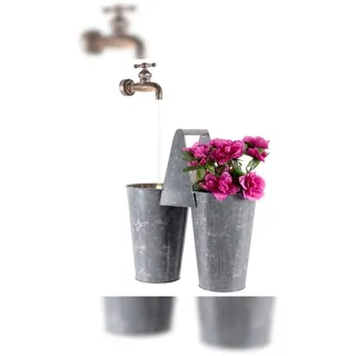 Kaemingk LED Zink Brunnen Topf B/L/H 30x15x57 grau