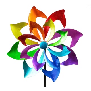 Kremers Schatzkiste Gartenfigur Buntes Windrad Blume für den Garten aus Metall bunt