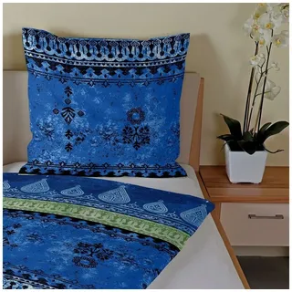 Traumschlaf Indi Mako-Satin blau/türkis 135 x 200 cm + 80 x 80 cm
