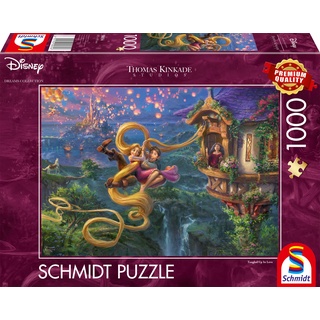 Schmidt Spiele 58034 Thomas Kinkade, Disney, Rapunzel Tangled up in Love, 1000 Teile Puzzle