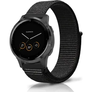 Niboow 18mm Nylon Armband für Garmin Venu 4 41mm/Venu 3S 41mm/Venu 2S | für Garmin Forerunner 265S/255S/255S Music/Vivoactive 4S 40mm Klettverschluss Ersatzarmband Armbänder (Schwarz, 18mm)