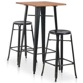 furnicato Bargruppe Bar-Set Massivholz 60x60x108 cm Schwarz-Braun, (1-tlg), Pflegeleichte Stehtischgruppe mit robustem Gestell für deine Küche schwarz