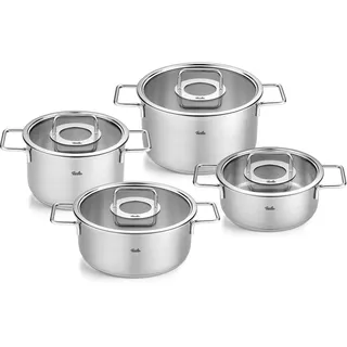 Topf-Set FISSLER "Fissler Pure Collection", silber (silberfarben), Töpfe, backofengeeignet (bis 180C);superthermic Boden; Made in Germany