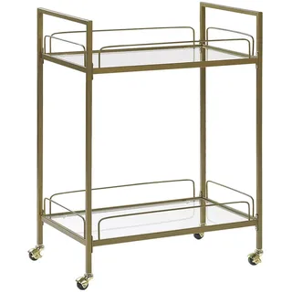 Beliani Servierwagen, Gold, Glas, 66x90x40 cm, Esszimmer, Servierwagen
