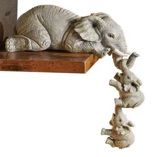 Elefanten Deko - Elefant Statue Figur | Babyelefant Hängend Statuen | Harz Kulptur Figur Deko Set | Skulptur Ornament Tierfiguren Für Innen Und Auße