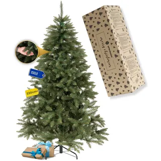 Künstlicher Weihnachtsbaum 220 cm Kaukasus-Fichte mit Ständer SPRINGOS | Tannenbaum künstlich 220 cm mit dichten grünen PVC-Zweigen, 130 cm breit, einfachem Stecksystem und stabilen Ästen