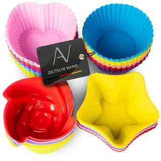 AVANA Muffinform Silikon Muffinförmchen wiederverwendbare Cupcake Backförmchen Muffin, (36-tlg), antihaftbeschichtet, umweltschonend, 8 Farben bunt