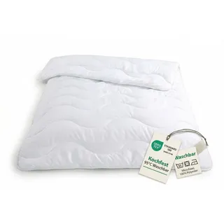 Kochfestes Steppbett 135x200 Bettdecke 95°C Allergiker Microfaser Decke Weiß - Weiß